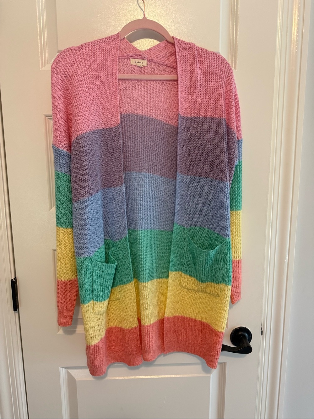 Multi-Color Striped Open Cardigan